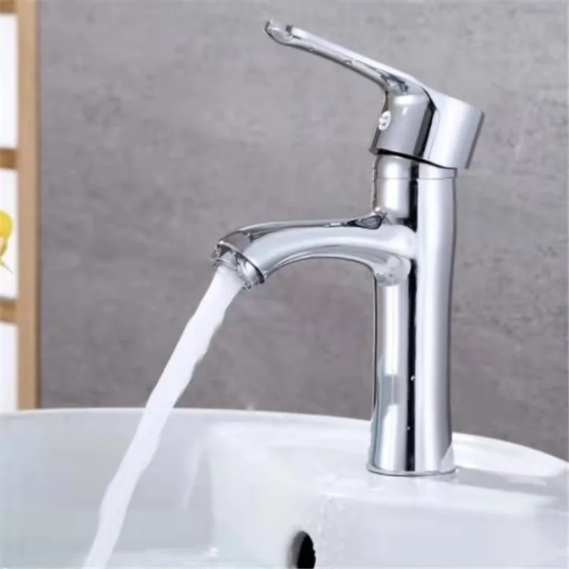 

Household Copper Body Washbasin Faucet Electroplating Wash Basin Faucet Hot and Cold Mixing Valve Bathroom Counter Basin Faucet