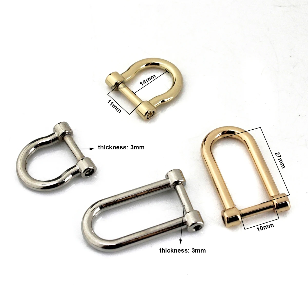 1pcs Alloy Staples Carabiner D Bow Shackle Leather Canvas Bag Belt  Fob Key Ring Keychain Hook Screw Joint Connector Buckle