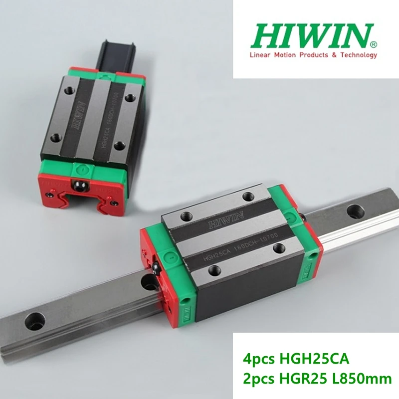 

4pcs Original HIWIN HGH25CA linear carriage sliding block + 2pcs HGR25 -850mm Linear guide rail