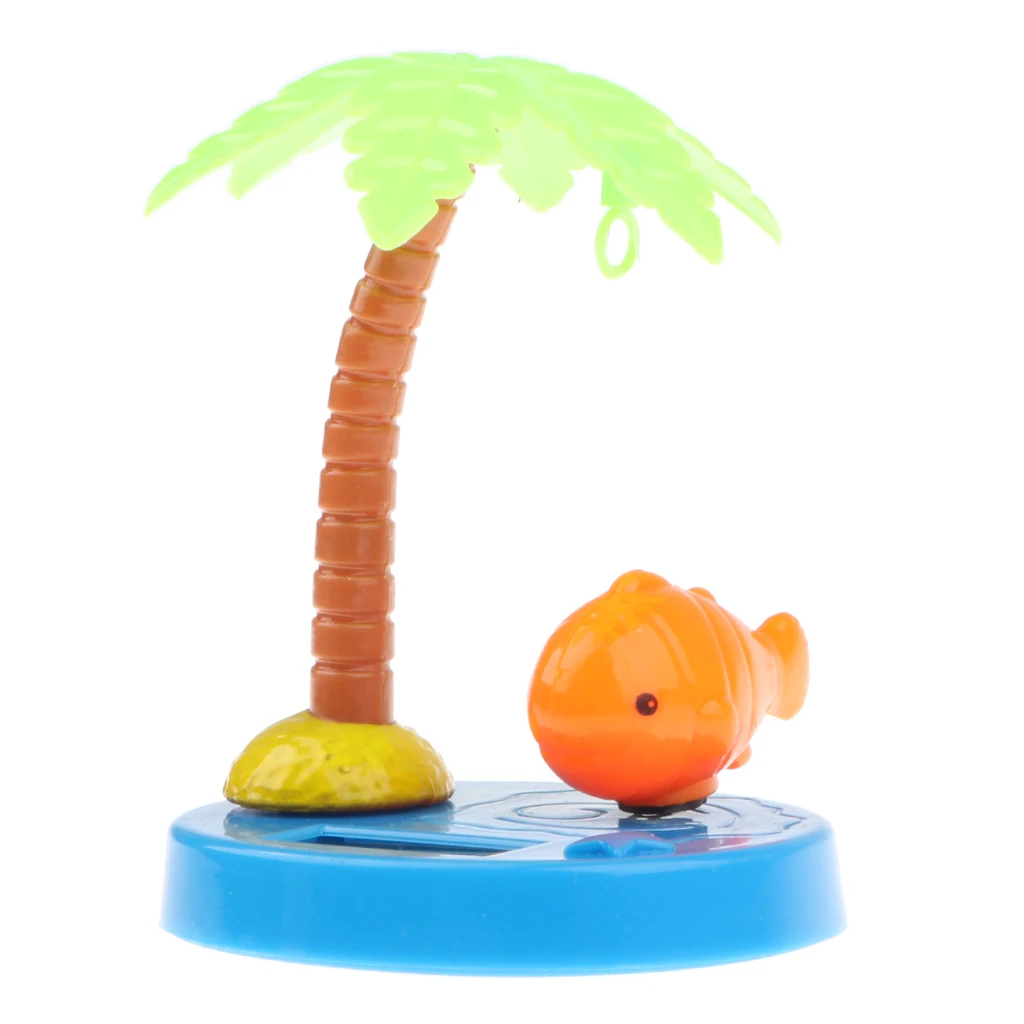 Swing Animal Doll Solar Powered Fish Coconut Palm Model Kids Toy Home Decor