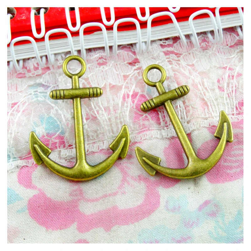 40 Pcs /Lot 31*24.7MM Antique Bronze Plated Anchor Charms Pendants Diy Jewelry Making