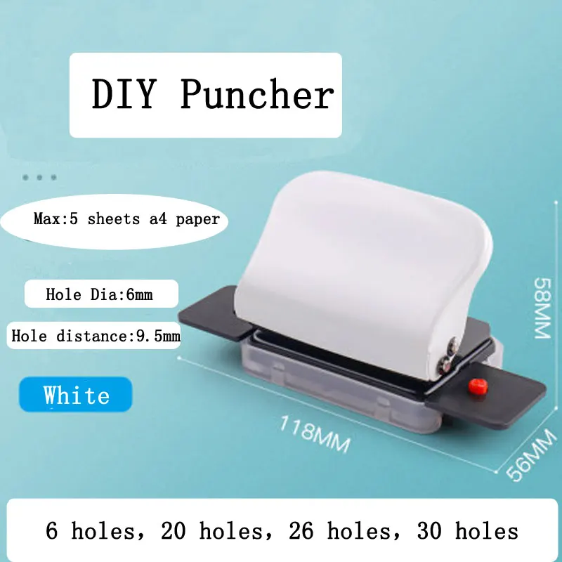 6 Hole Punch 26/20/30 Holes Paper Cutter B5 A4 A5 Loose-Leaf Puncher Scrapbooking Machine DIY Tools Office Binding Supplies