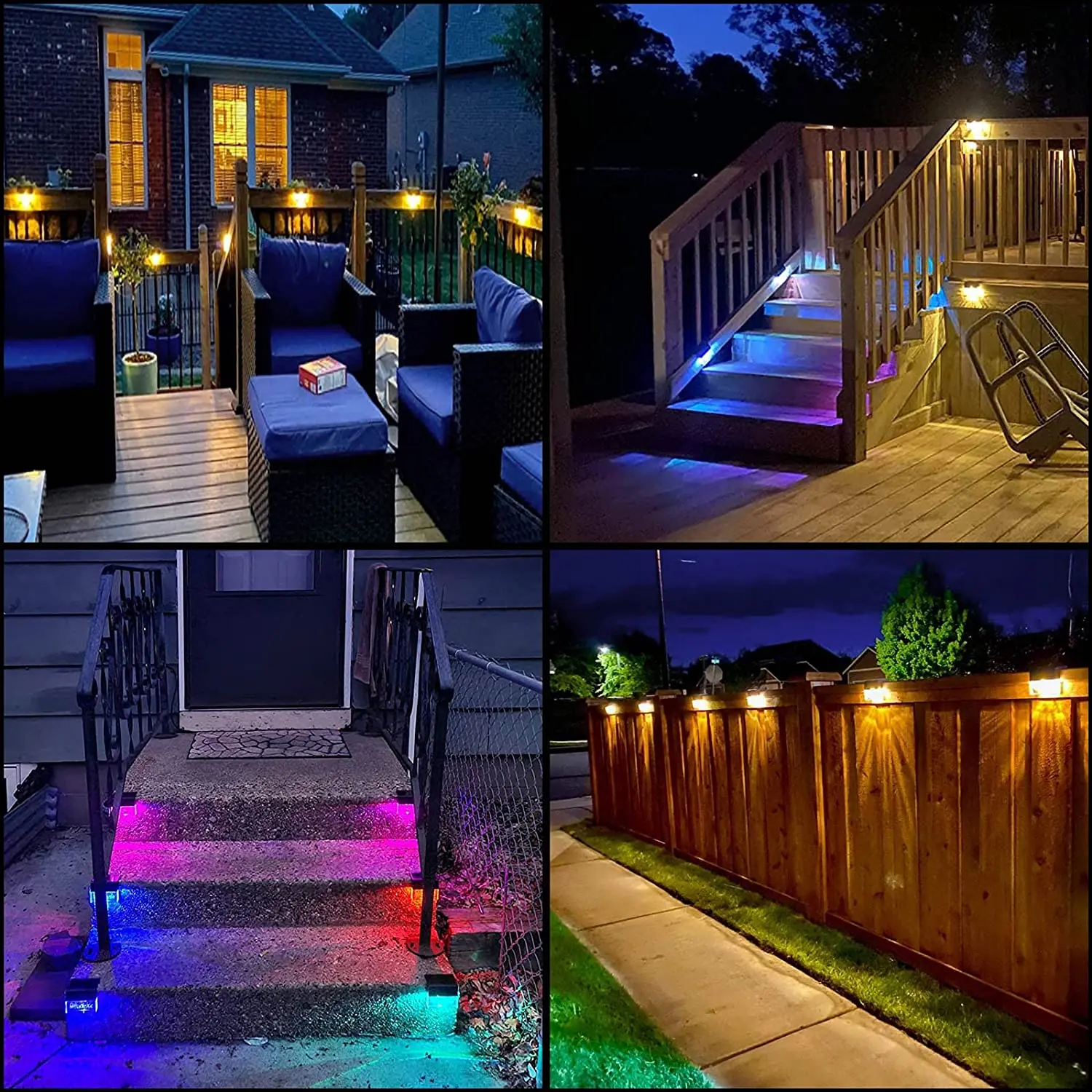 Luce solare a LED per esterni luce per recinzione a LED impermeabile per gradini, cordini, ringhiere, pareti, bianco caldo/cambio colore