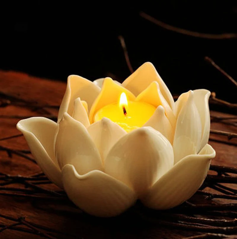 Ceramic Lotus Flower Petals Tealight Candlestick, Candle Holder, Home Decor, Wedding Party Gifts