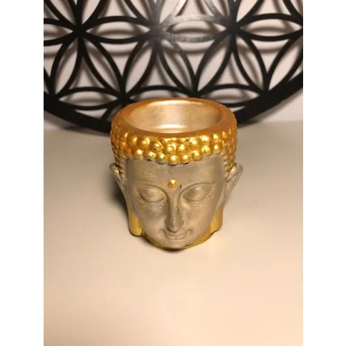 Talya Art Desing Buddha Buhardanlık, Censer Or Candle Holder 1 Pcs, Golden yellow Color and Salmon Color