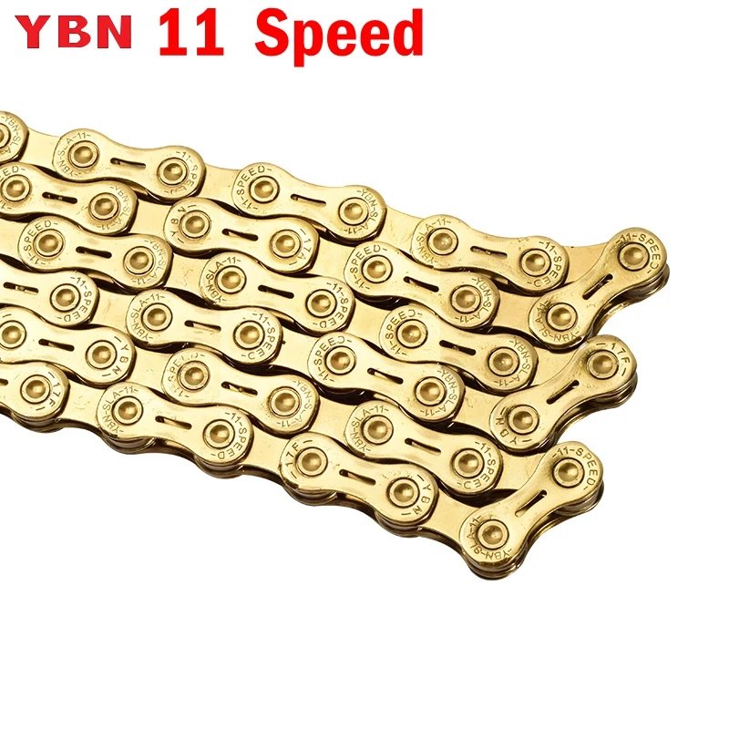 YBN 11 Speed Bicycle Chain SLA GH11-TIG 116L 11S 22S Half Hollow MTB Mountain Road Bike Golden Chain For SRAM Shimano Campanolo