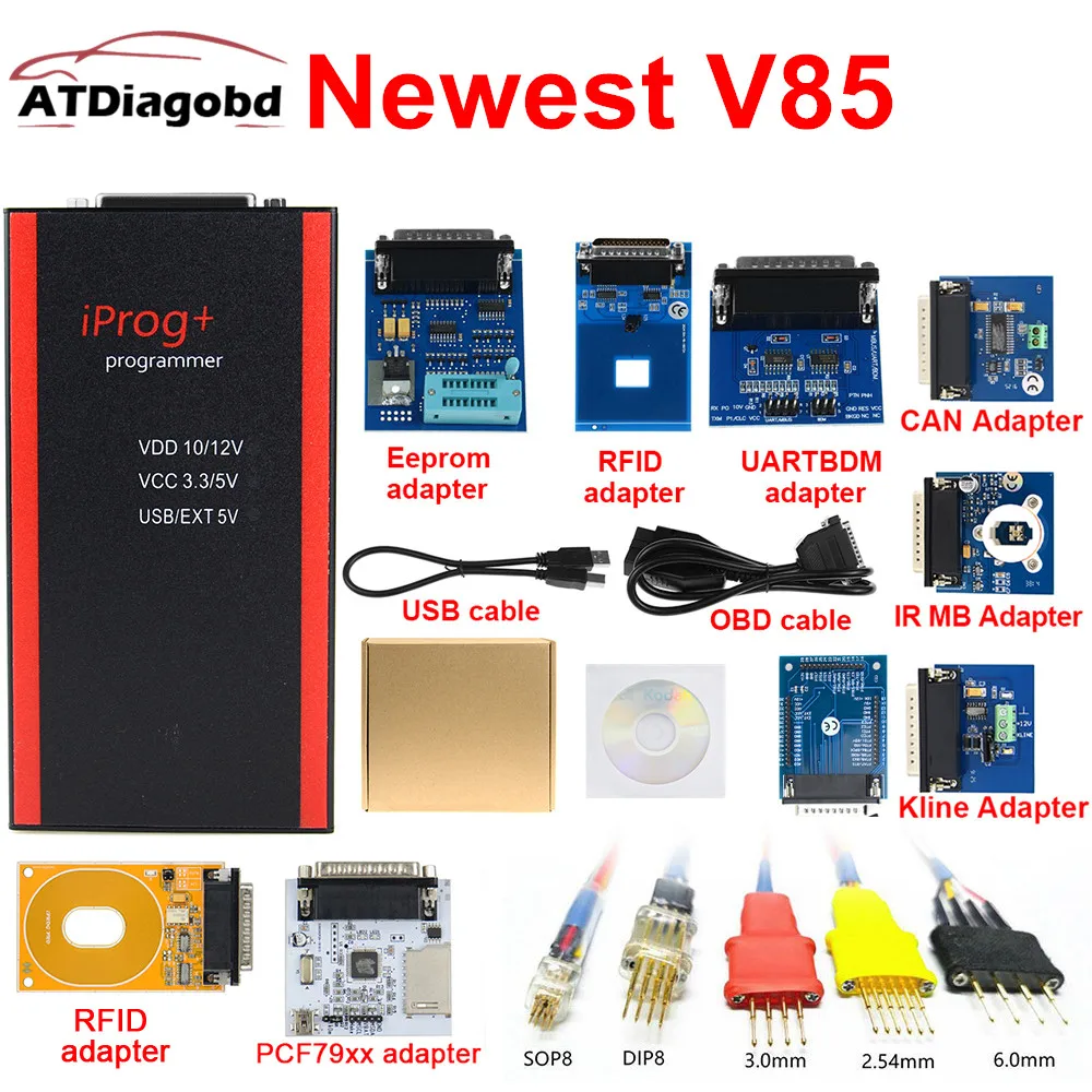 The newest Iprog + V85 key Programmer Support IMMO Mileage Correction Air`bag Reset Till Year 2019 Replace Carprog/Full/Digiprog