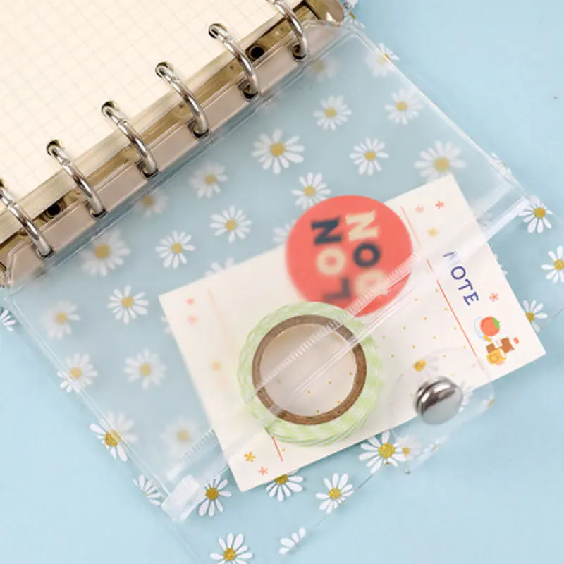 2020 Yiwi Yellow Flower A7 A6 Spiral transparent PVC Notebook Cover Loose Diary Coil Ring Binder Planner Cover Without Filler