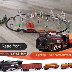 Classic Retro Toy Train Set Electric Railway Tracks Car Simulation Train Children Gift Kid Toy Plastic Train Toys