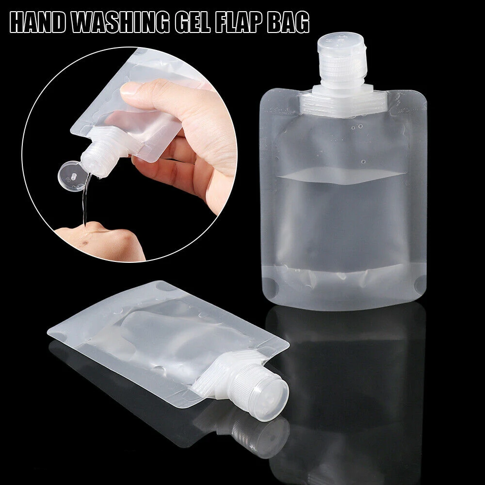 10pcs Clear 10/30/50/100ml Reusable Leakproof Refillable Pouches Cosmetic Containers Shampoo Lotion Liquid Dispenser Packaging