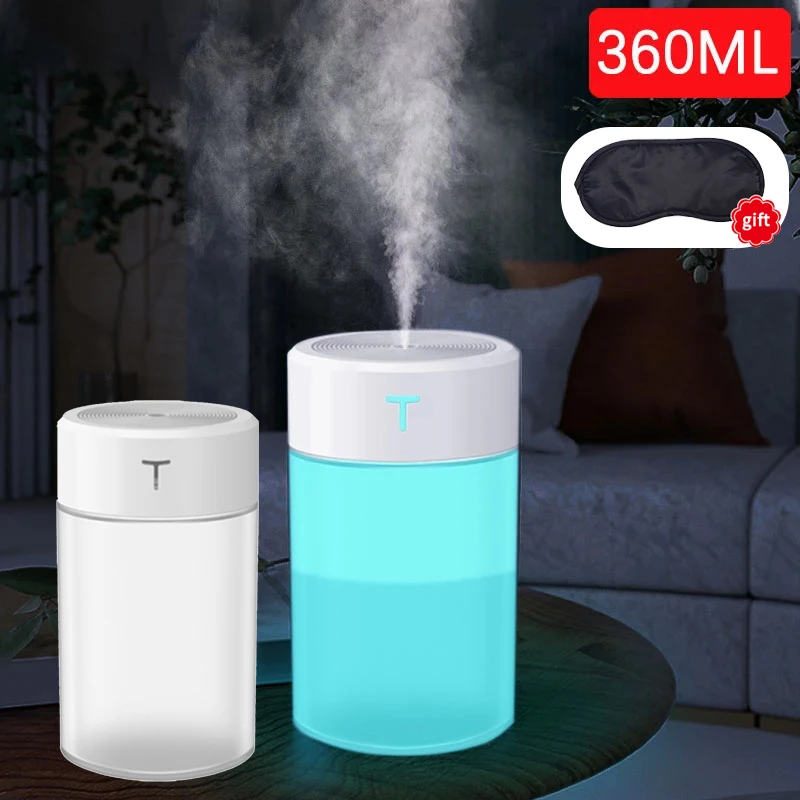 

New 360ML Air Humidifier Ultrasonic Aromatherapy Diffuser Portable Aromatherapy Sprayer USB Essential Oil Atomizer LED Lamp