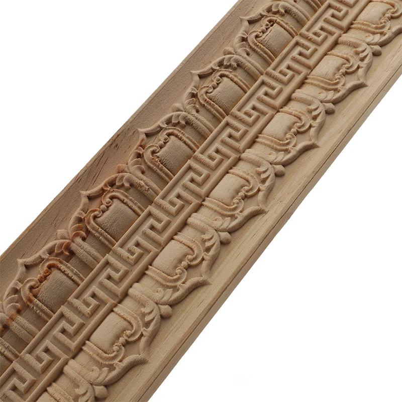 VZLX Wood Carved  Applique Frame Corner Onlay Unpainted Furniture Home Buddha Statue Decoration Lines Door Decor Accessories