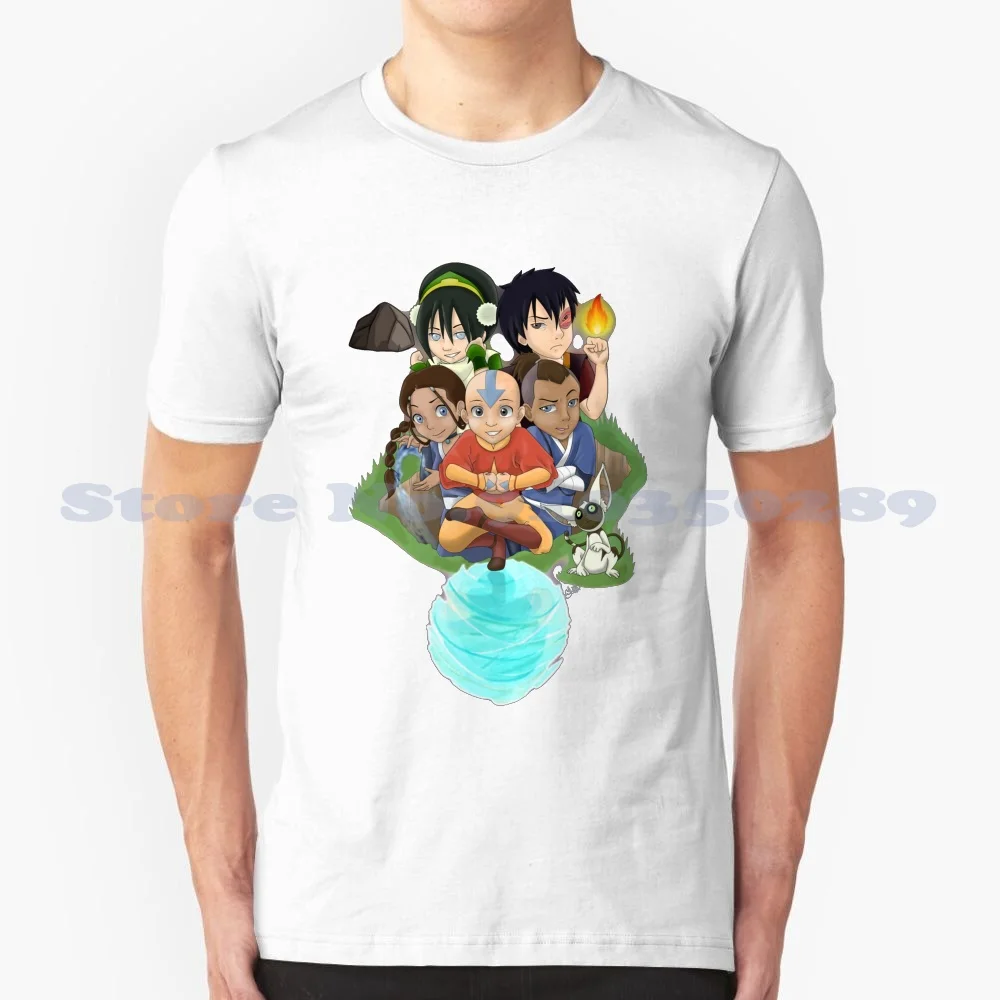 The Last Airbender 100% Cotton T-Shirt The Last Air Bender Aang Katara Sokka Toph Zuko Momo Earth Bender Water Bender Fire