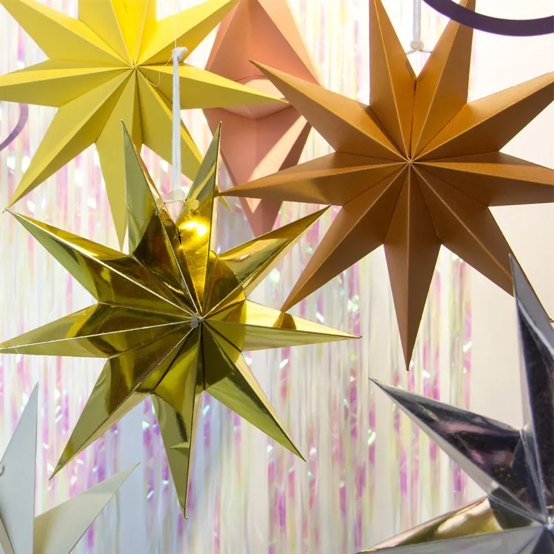 30cm Hanging Paper Stars Paper Flower Crafts decoration Nine-pointed star paper wedding decor party supplies elegant room decor