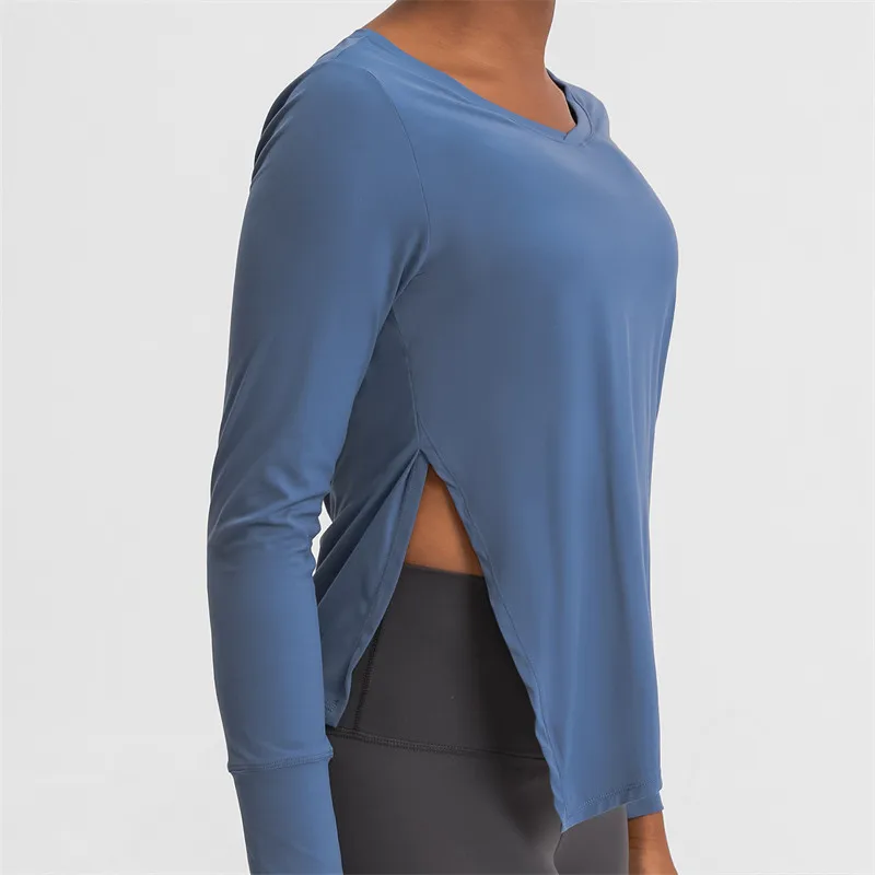 Nepoagym LIFEGO Tie Side Long Sleeve Workout Tops Women Loose Fit Yoga Top Brushed Fabric Lightweight Sports Shirt Yoga Tops