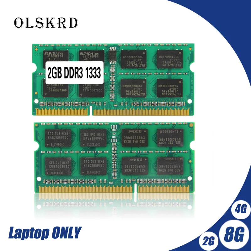 Olskrd memoria ram ddr 3 2GB 4GB 8GB 2G 4G PC3 DDR3 1333hz sodimm Ram 10600 ECC Laptop memory notebook RAM 204pin 1.5V