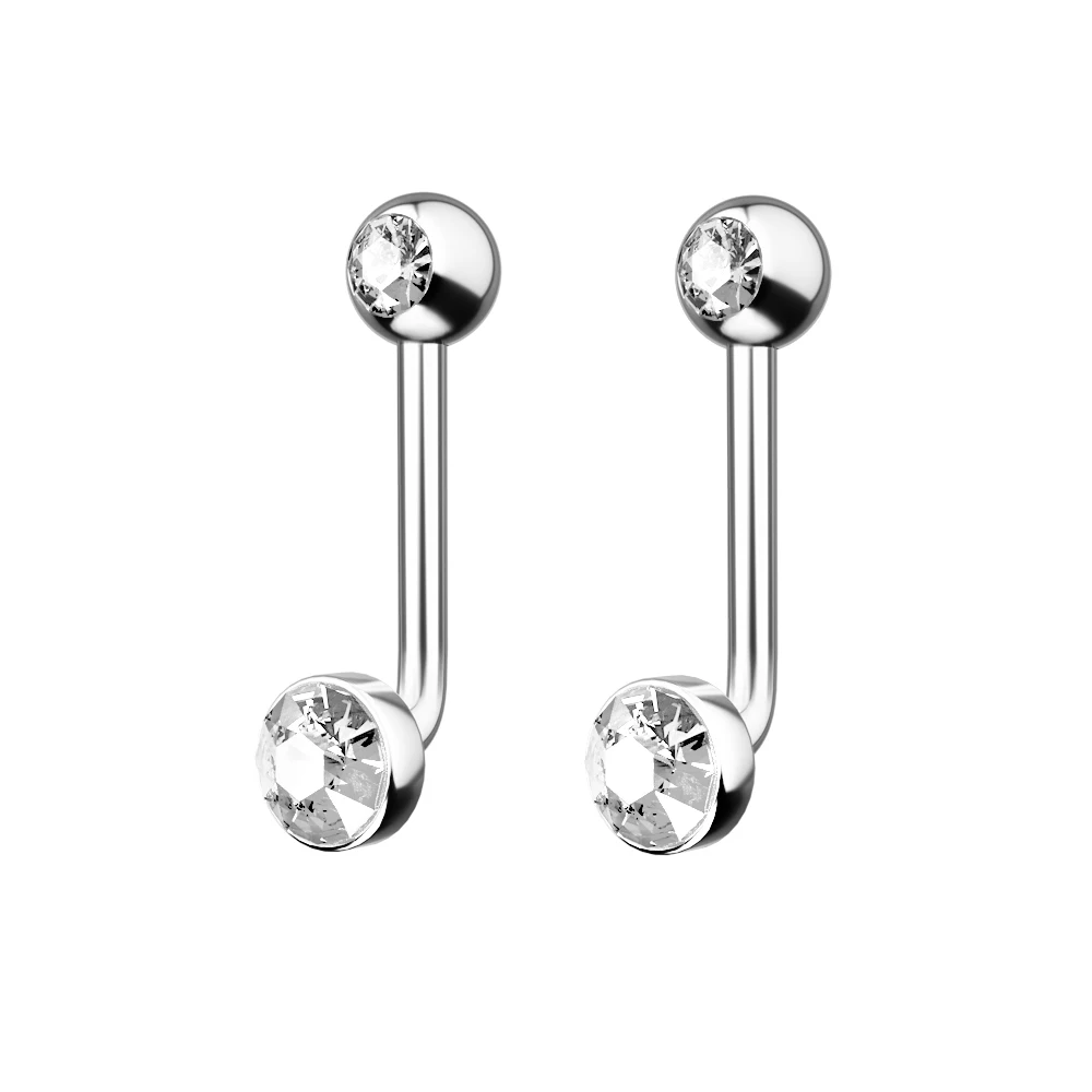 G23 Titanium Crystal Gem Vertical Hood Piercing Lip Ring