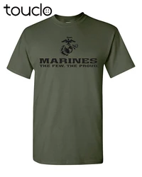 New Brand  Marines The Few The Proud USMC Marine Corps Military Green T-Shirt USA LICENSED