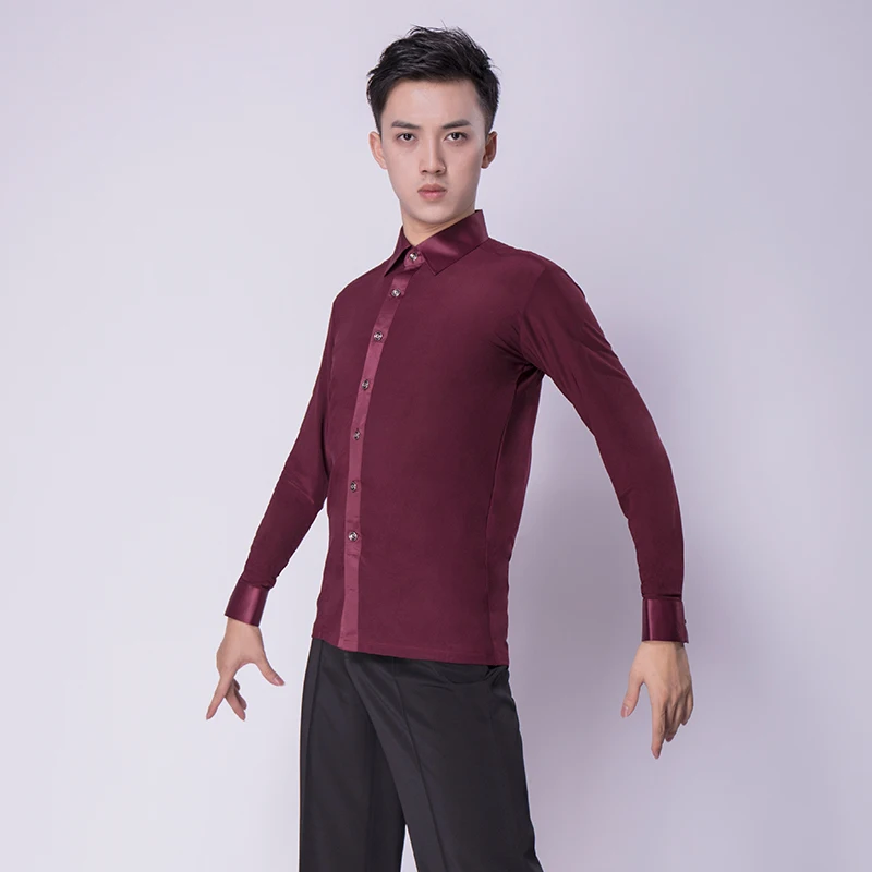 H2612 ผู้ชายเสื้อผ้าชายละตินมาตรฐานแห่งชาติ Modern Dance ผู้ใหญ่ Professional Performance Practice เสื้อเครื่องแต่งกาย
