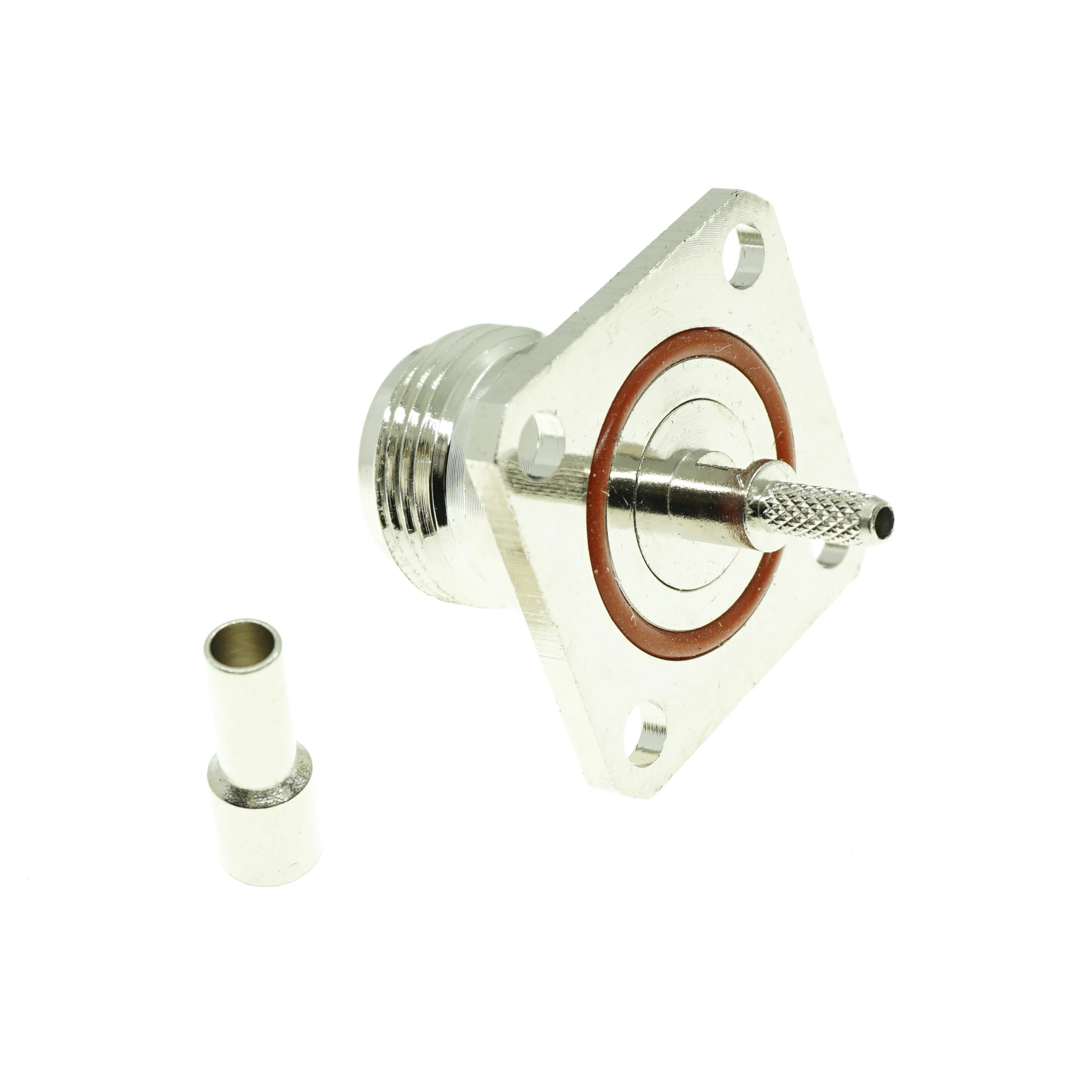N female jack 4-hole 25mm flange crimp RG174 RG316 LMR100 cable RF Connector 25*25mm