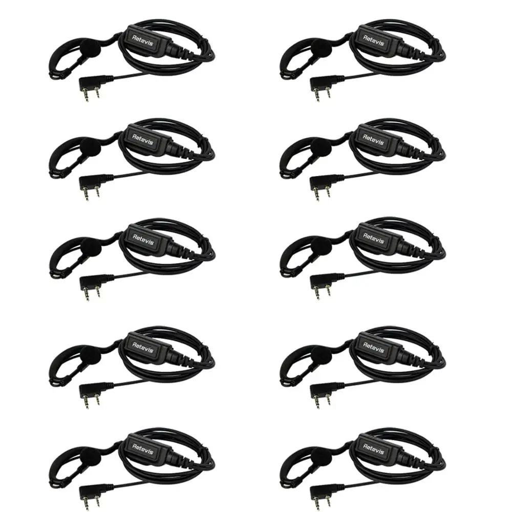 10pcs New Black Original G-type Ear-hook Earpiece For Retevis RT1 For Kenwood TYT Wouxun Two Way Radio High-power J9106A