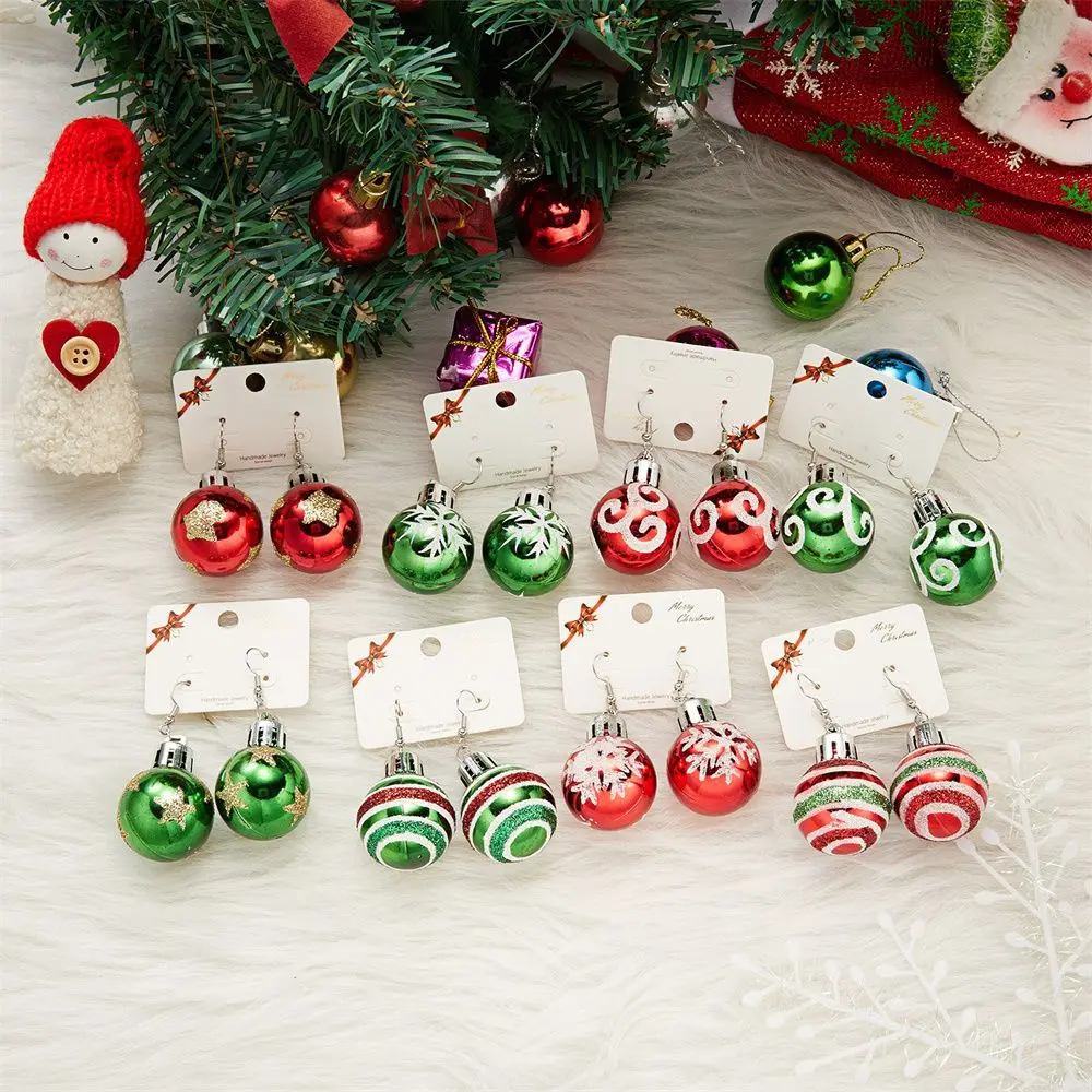 Creative Design Dangle Fashion Stars Christmas Earrings Spherical Snowflake Shape