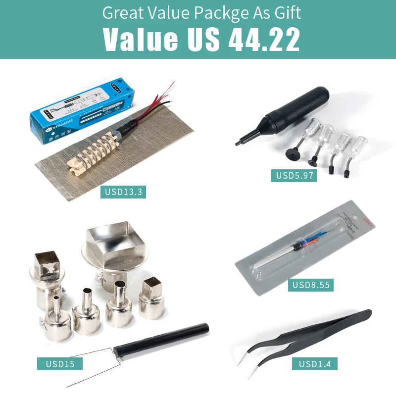 YIHUA 853AAA 1350W Preheating Station PCB Preheater Soldering Station BGA Rework Station Soldering Iron Heat Gun Welding Station