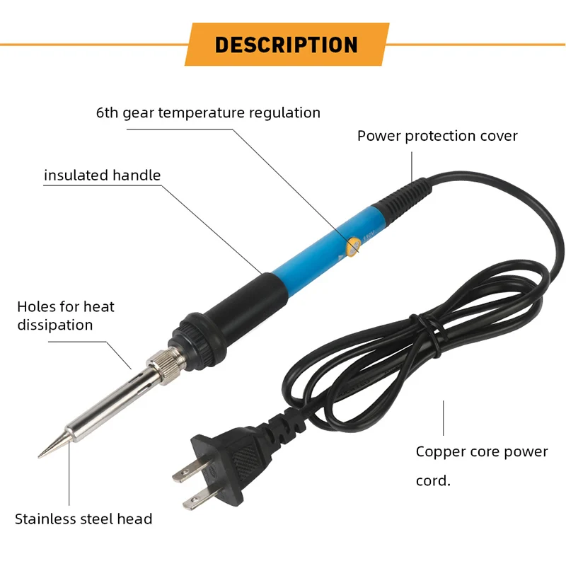 Electric Soldering Iron Temp Adjust Wood Embossing Burning Carving Pyrography Engrave Tool Kit Brass Solder Tips 60W 110V/220V