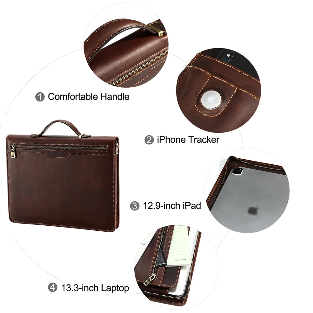 Imagem -06 - Joyir-maleta de Couro Genuíno para Homens Portátil Masculino Bolsa Laptop Negócios Multifunções Case Carteira Ipad Bolsa de Documento 133