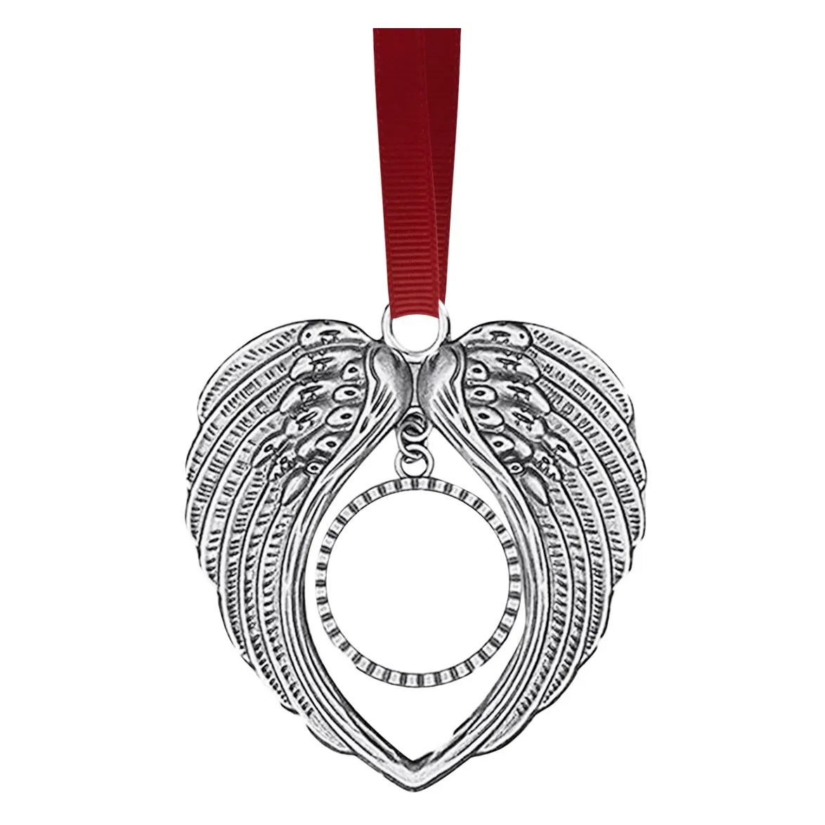 White Wing Photo Frame Ornament Heart-shaped Sublimation Alloy Blank Photo Angel Wing Decoration Christmas Pendant For Home L5