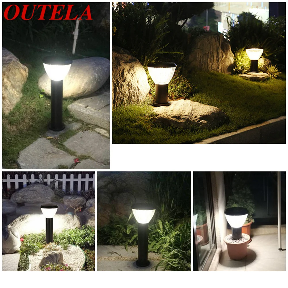 

OUTELA Modern Outdoor Solar Lawn Lamp Fixtures LED Waterproof Patio Garden Light for Home Porch Villa