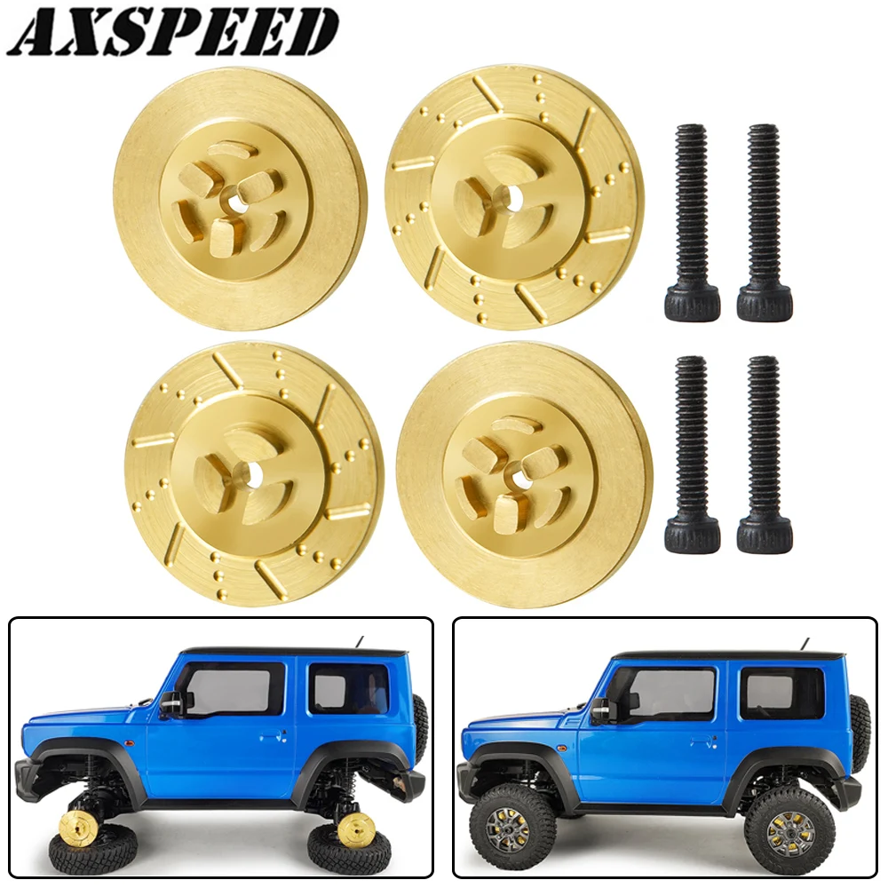 AXSPEED 4PCS Brass Wheel Hex Adapter Counterweight for 1/18 Kyosho Jimny Mini-z 4x4 4 Runner Jeep RC 4WD Upgrade Parts