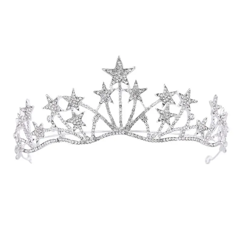 Star Shaped Rhinestone Crowns Bridal Crowns Tiaras Bridal Headpiece for Wedding Ceremony Party