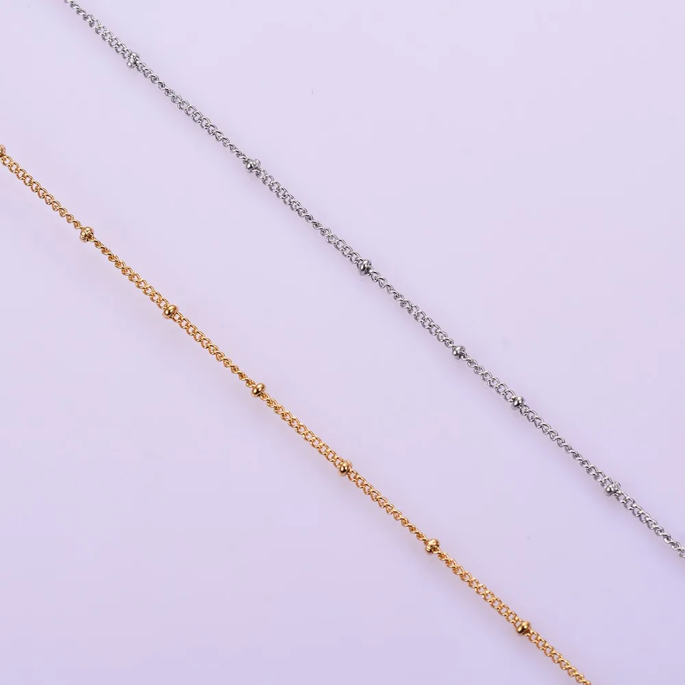 1 Stück, 1,5 mm breite Edelstahl-Perlenkette für DIY-Schmuckherstellung von Anhängern, Halsketten, Armbändern und Fußschmuck – Detail 2