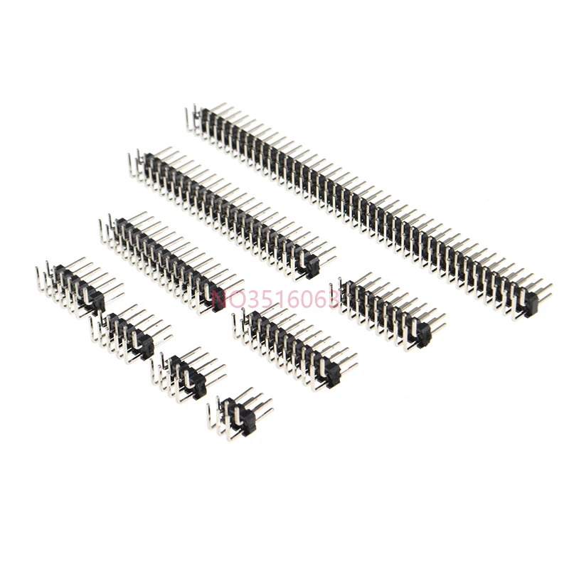 10PCS Double row MALE 2.54MM PITCH Right Angle PIN Header connector 2*2/3/4/5/6/7/8/9/10/16/20/40 PIN/P 2x/3/4/5/6/8/10/16/20/40