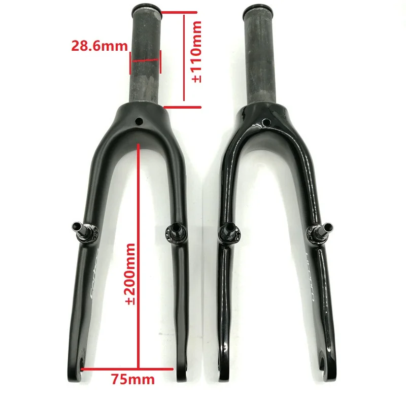 LITEPRO Carbon Carbon Fiber Fork 412 K3 BMX Folding Bike 74mm Front Fork 14 Inch V Brake Folding Bicycle Part