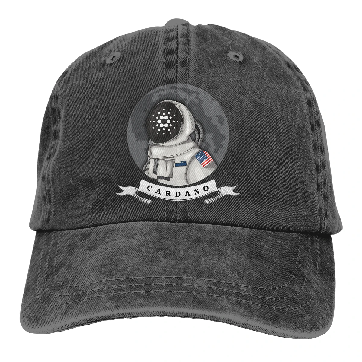 On The Moon The Baseball Cap Peaked capt Sport Unisex Outdoor Custom Cardano Coin ADA Cryptocurrency Hats