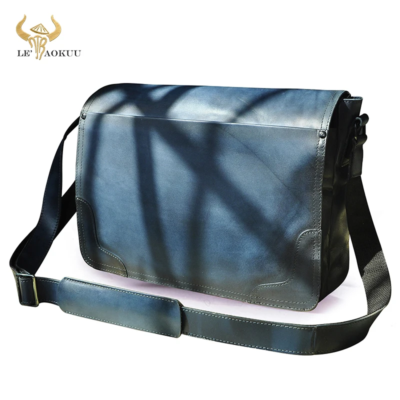 

Top Quality Leather Men Fashion Blue Laptop Weekend One Shoulder Bag Design Messenger Crossbody Bag School Book Bag 2088