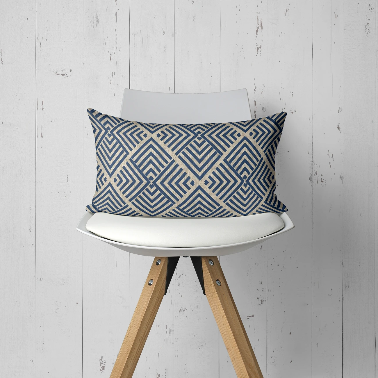 Navy Blue Geometry Linen Pillow Suite Room Decoration Cushion Cover Home Office Sofa Decor 30x50cm