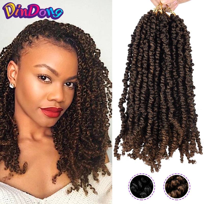 

DinDong Crochet Hair Extension 12-18 inch Passion Twist Braiding Hair Synthetic Fluffy Twists Pre Stretched Ombre Braid