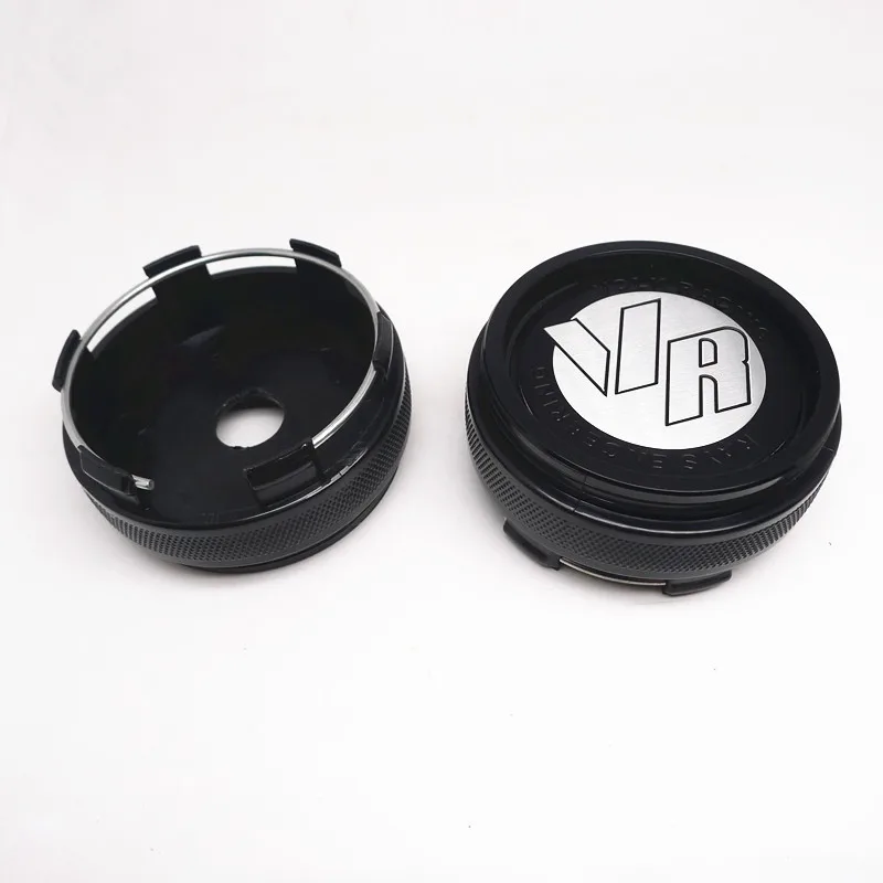 4pcs 66mm VR VS W Work Emotion Wheel Center Caps Hub Cover Alloy Black Chrome Emblem Badge Car Styling Accessories