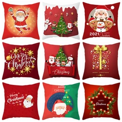 Juste de coussin rouge joyeux Noël, taie d'oreiller, décorations pour la maison, ornement de Noël, cadeau de nouvel an, 45x45cm, 2024, 2025