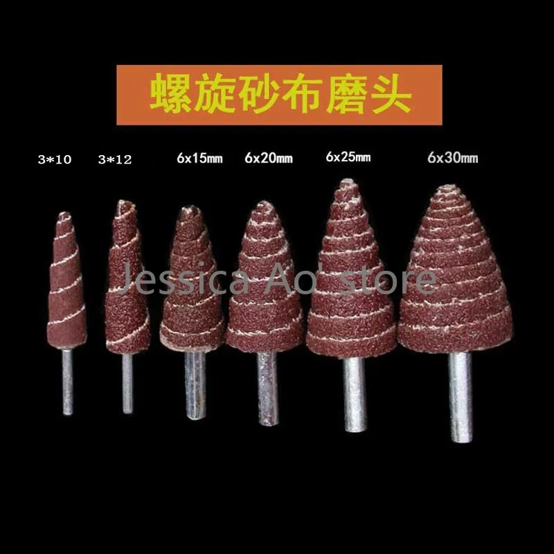 10pcs P80 Grit 6-30mm Cone/Cylinder Shape Rough Coarse Sand Sandpaper Abrasive Tools Electric Abrasive Cloth Grinding Head