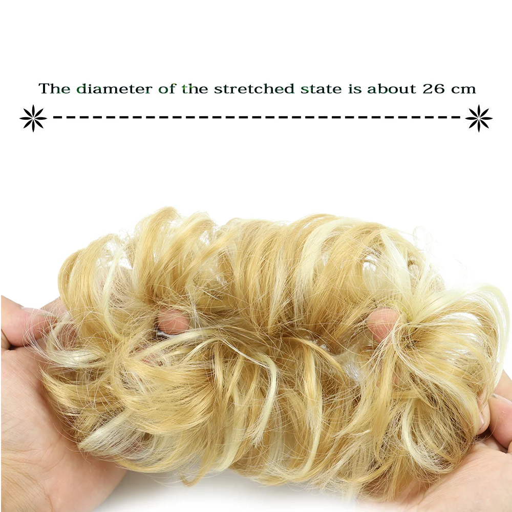 Synthetic Hair Bun Chignon Ladies Ponytail Hair Extension Scrunchie Elastic Wave Curly Hairpieces Scrunchie Wrap