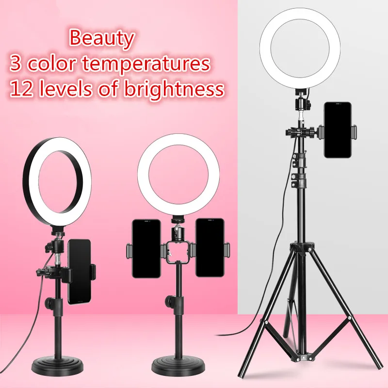 

2020 USB Live LED Light Ring Photography Flash Lamp For Makeup Youtube VK Tok Video Dimmable Lighting With 160cm Tripod Stand