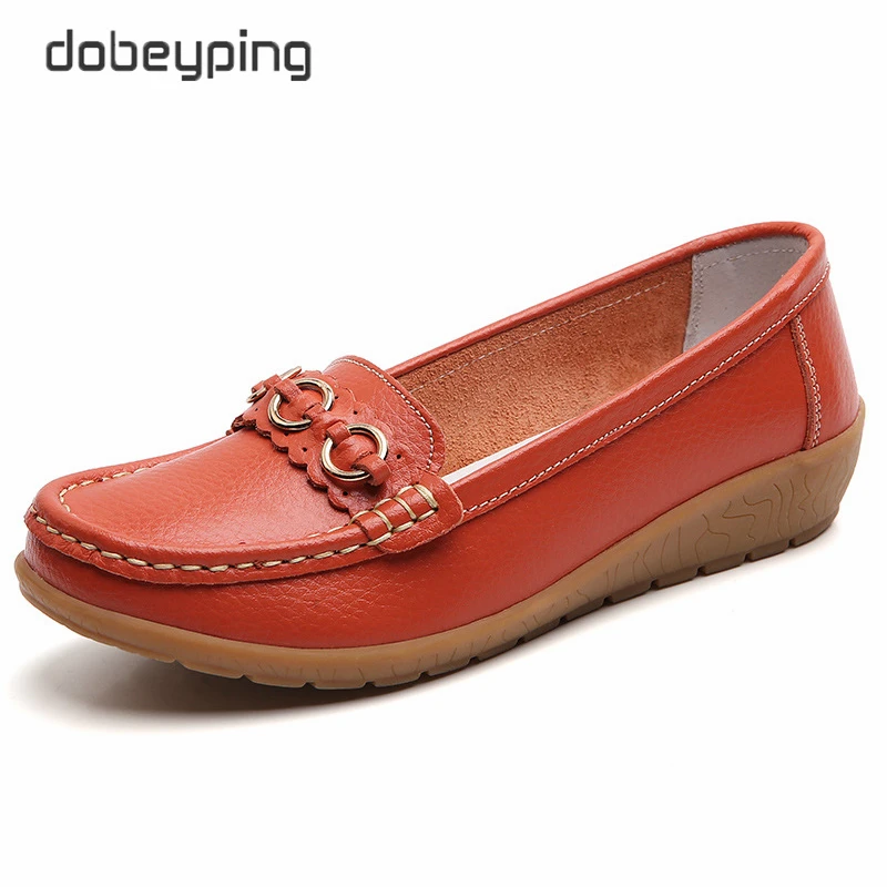 dobeyping Spring Autumn Women's Loafers Genuine Leather Woman Wedge Shoe Moccasins Slip On Female Flats Soft Ladies Shoes 35-44