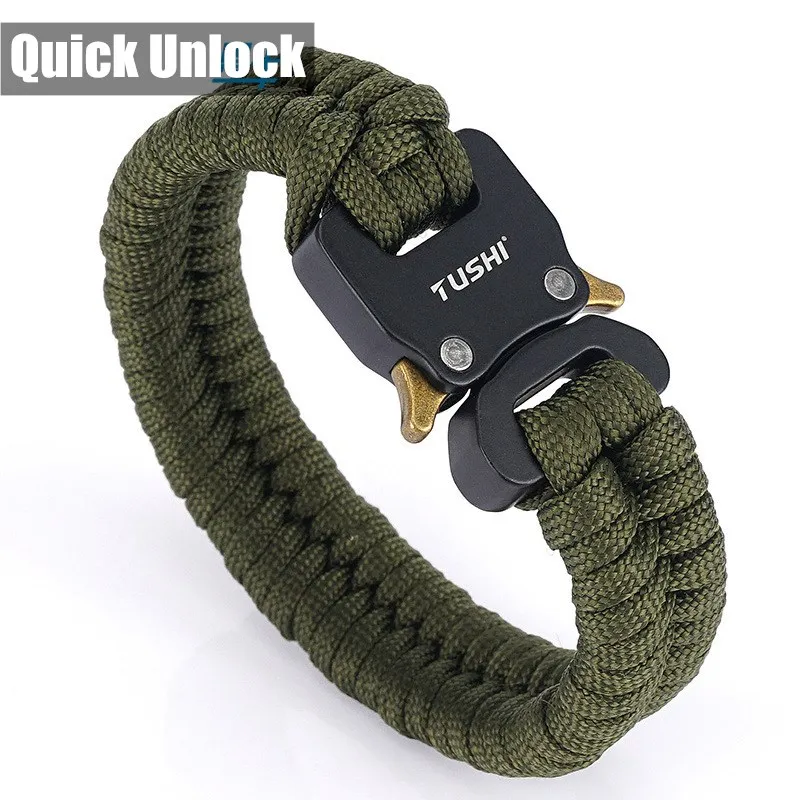 

Quick Unlock Outdoor Survival Bracelet 26 cm Wearproof Woven Hand Rope Field Survival Tool Adjustable Bracelet Unisex