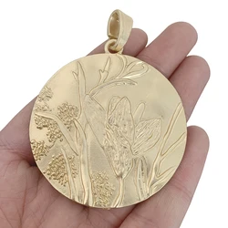 1 x Matt Gold Color Large Boho Medallion Flower Round Charms Pendants for Necklace Jewelry Making Findings Accessories