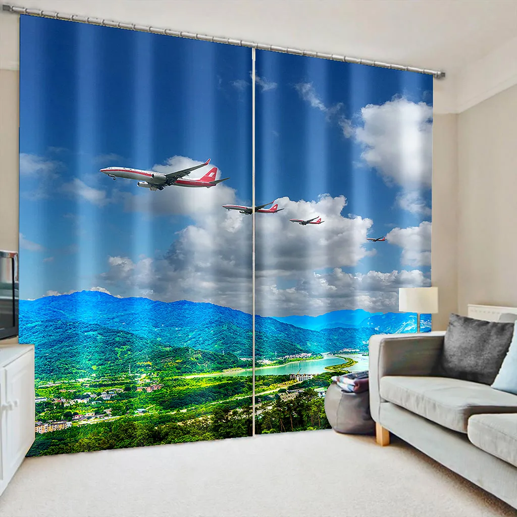 

photo Blackout Window Drapes Luxury 3D Curtains green scenery fly curtains 3D Window Curtains For Living Room Bedroom