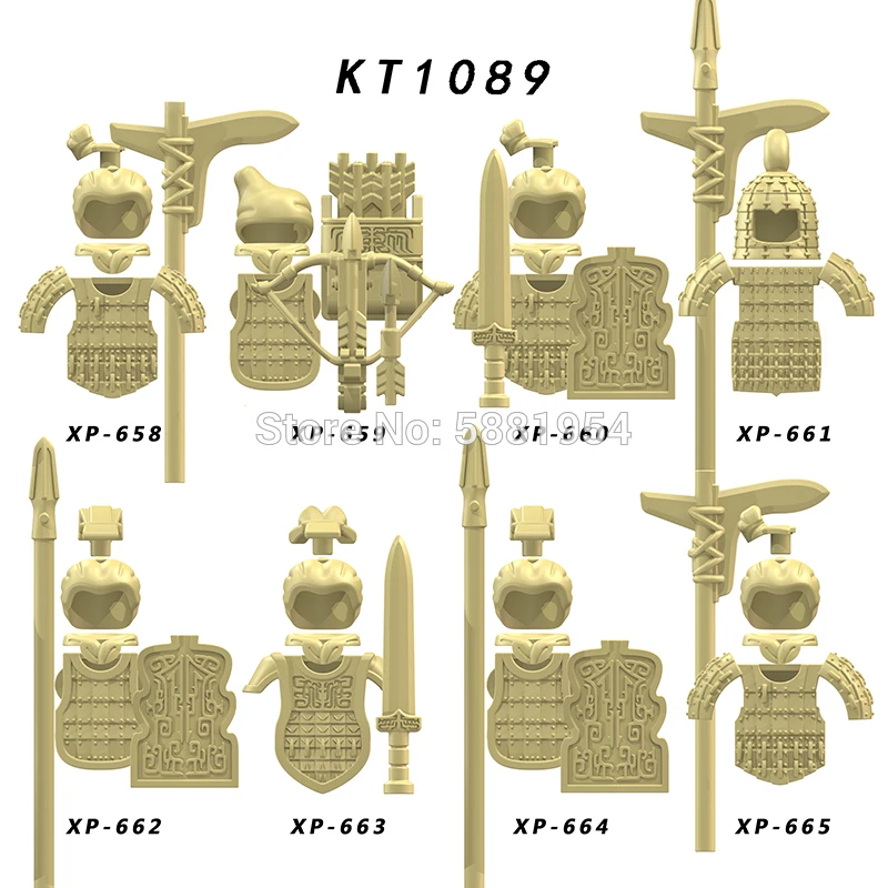 

Koruit KT1089 Terra Cotta Warriors Qin Empire Action Figure Accessories Helmet Armor Building Blocks Brick Toys For Children